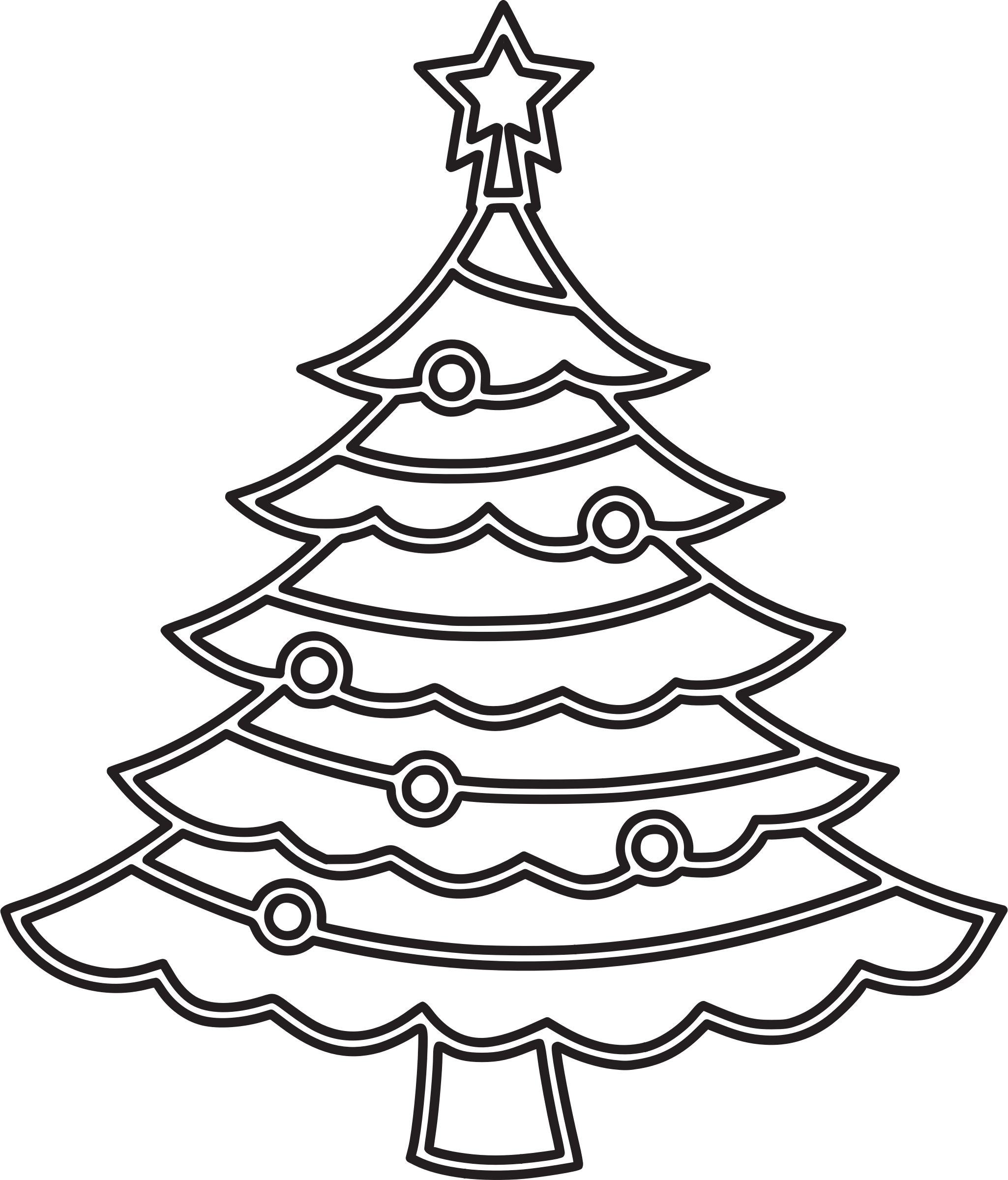 Big Image Easy Christmas Tree Coloring Page Clipart Large Size Png Image Pikpng
