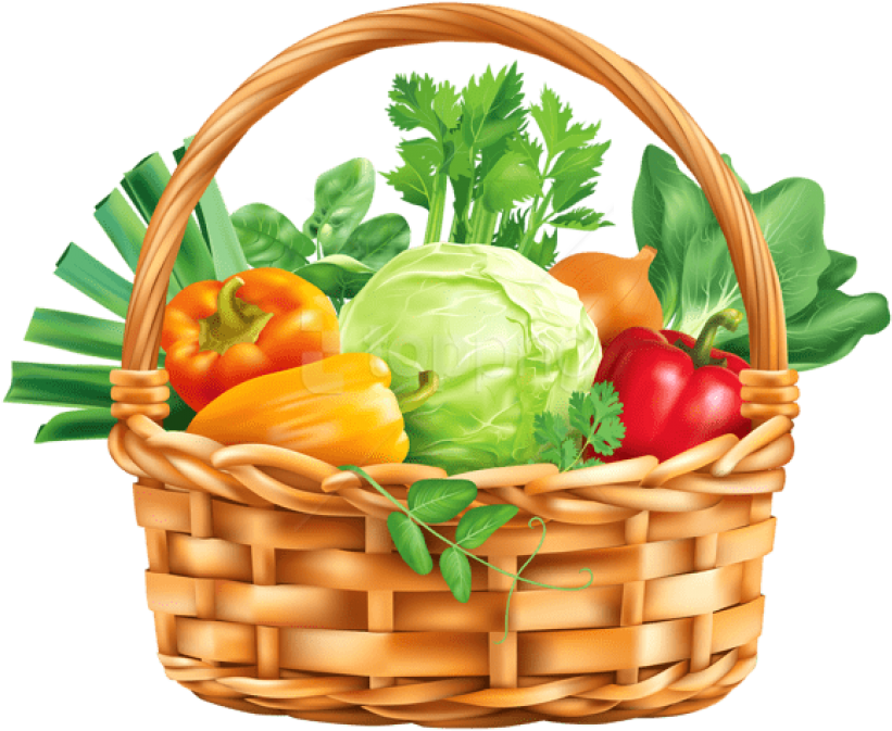 Download Vegitable Basket Png Images Background - Basket Of Vegetables Png Clipart (850x695), Png Download