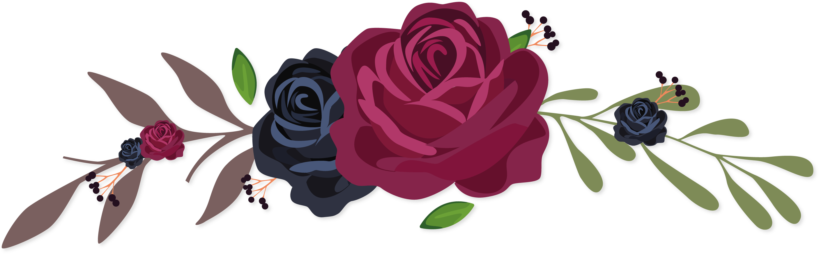 10 Roses Vector Png Files Images Flower Vector Graphics - Flowers Vector Png Clipart Transparent Png (2819x880), Png Download