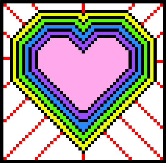 Radiating Rainbow Heart - قطرا المربع متعامدان Clipart (590x580), Png Download