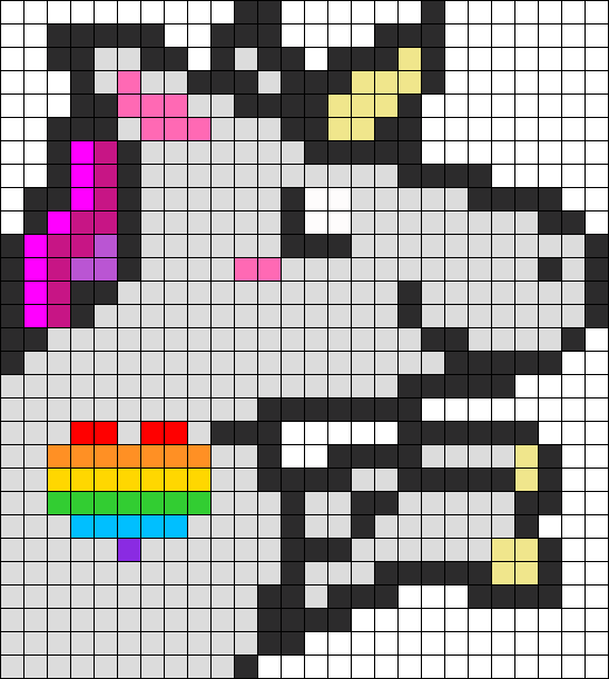 Rainbow Heart Unicorn Perler Bead Pattern / Bead Sprite - Visual Arts Clipart (547x610), Png Download