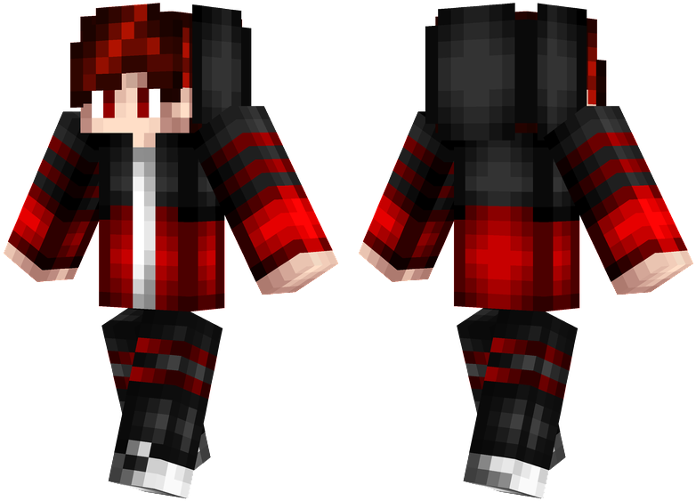Red Hair - Green And Black Minecraft Skins Clipart (804x576), Png Download