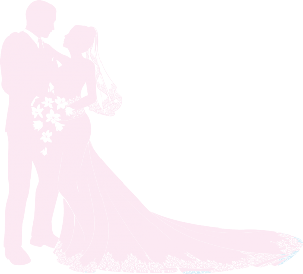 Bride And Groom Silhouettes - Illustration Clipart (600x542), Png Download