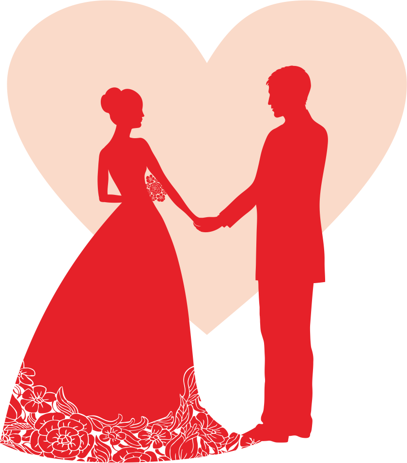 840 X 955 9 0 - Bride And Groom Logo Red Clipart (840x955), Png Download