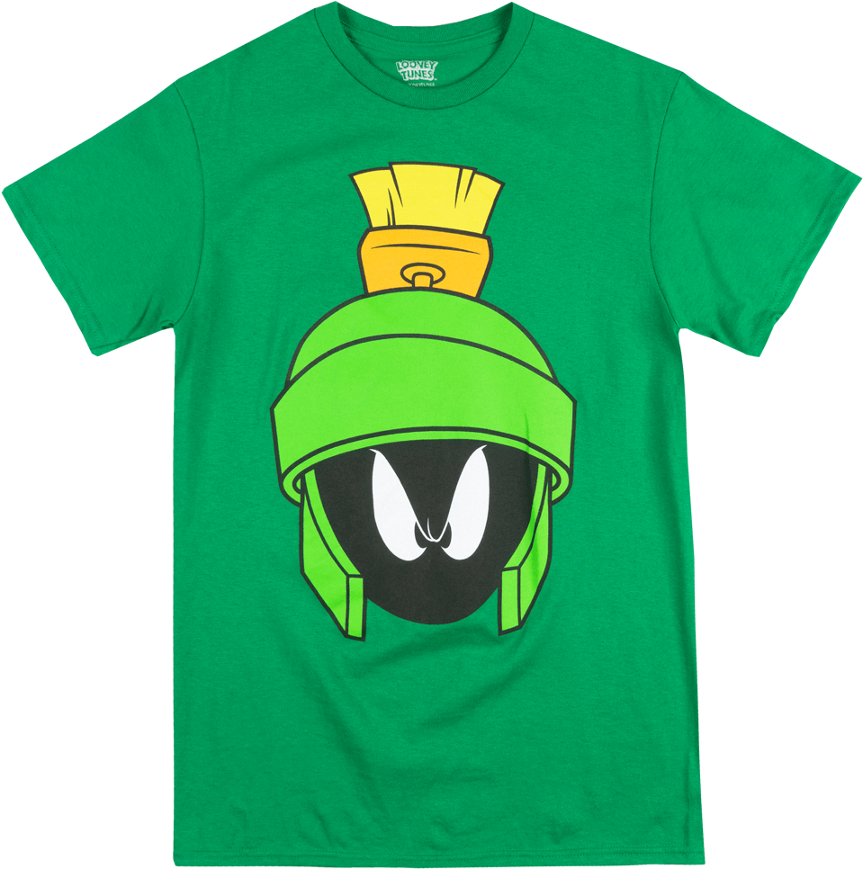 Looney Tunes Marvin The Martian Face T-shirt Mens Cartoon - Marvin The Martian Clipart (1020x1000), Png Download