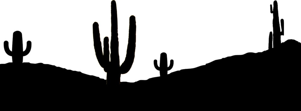 Cactus Silhouette Png , Png Download - Black And White Desert Silhouette Clipart (1000x370), Png Download