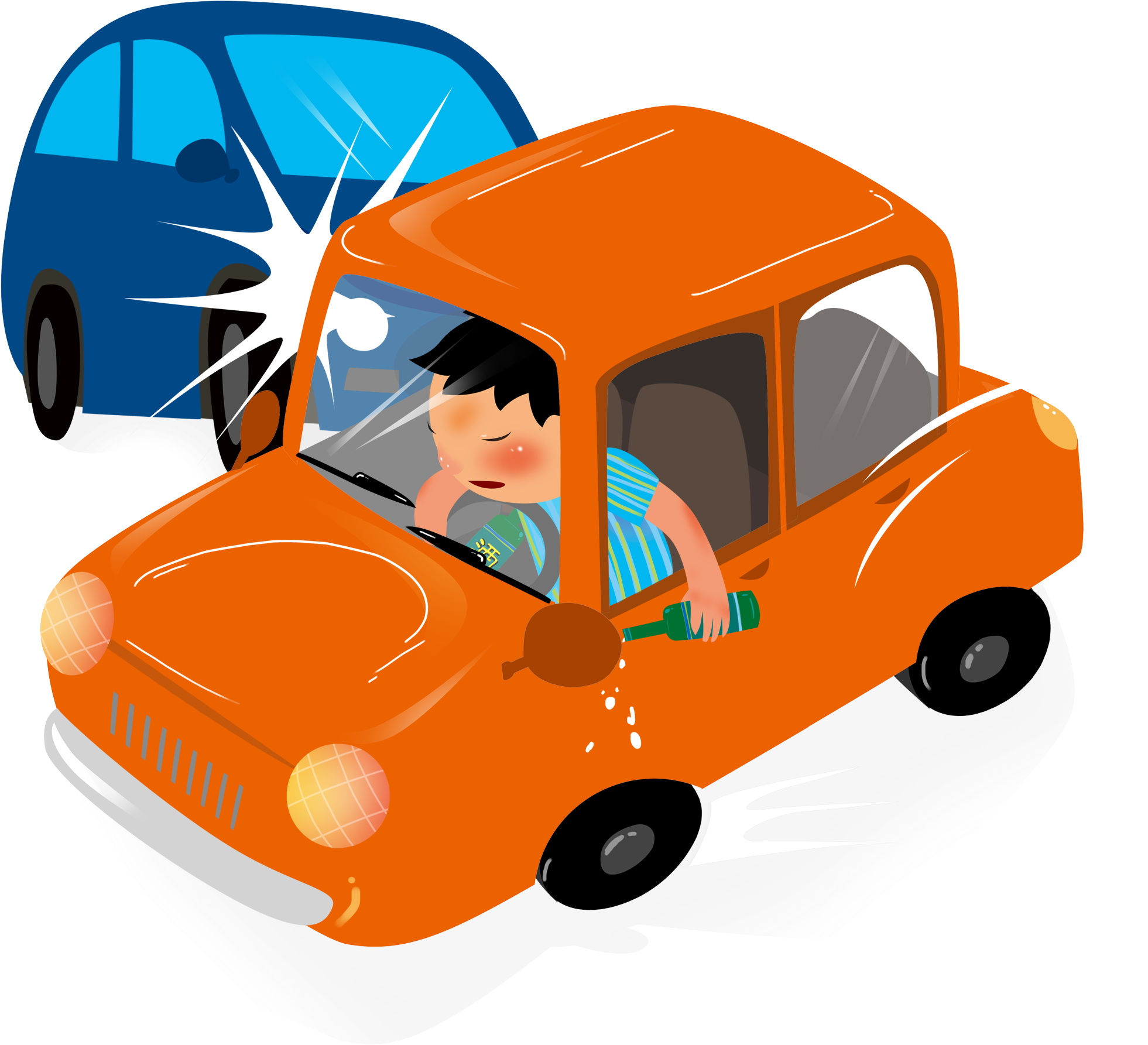 Cartoon Hand Drawn Illustration Car Accident Png And - Clip Art Transparent Png (2000x2000), Png Download
