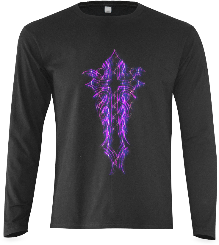 Cross Purple Lightning W/ Pinstripe "back" Sunny Men's - Long-sleeved T-shirt Clipart (1000x1000), Png Download