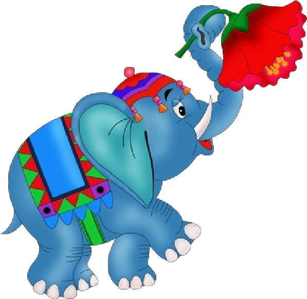 Funny Circus Elephant Holding - Circus Elephant Cartoon Png Clipart (600x600), Png Download