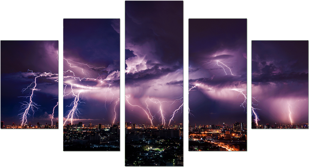 Lightning Storm 5 Piece Canvas - Paisagem De Raios Clipart (1024x1024), Png Download