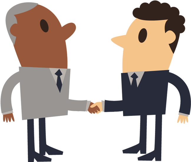 Free Business Shake Hand Simple Cartoon Of Shaking - Cartoon Businessman Shaking Hands Clipart (650x560), Png Download