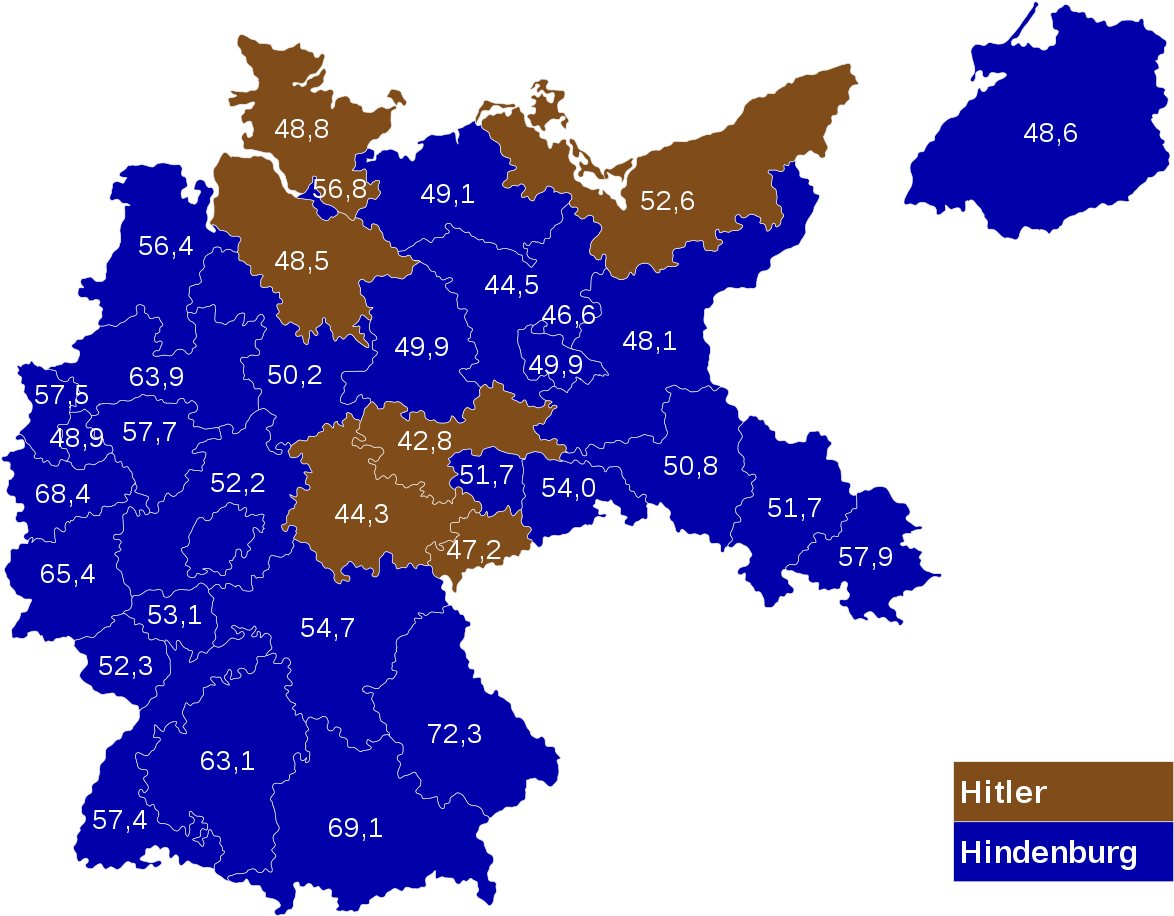 1932 German Presidential Election - German Election Map 1933 Clipart (1200x951), Png Download