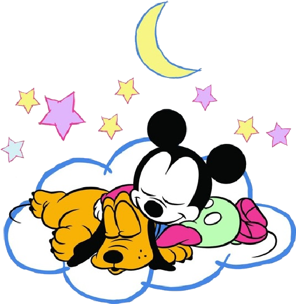 Baby Minnie Mouse And Pluto Sleeping Png Baby Mickey - Sleepy Mickey And Minnie Mouse Clipart (600x600), Png Download