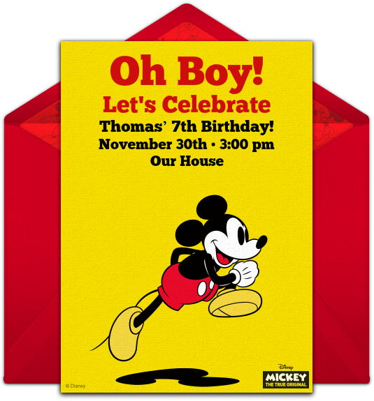 Classic Mickey Mouse Online Invitation - Graduation Cap Clipart (650x650), Png Download