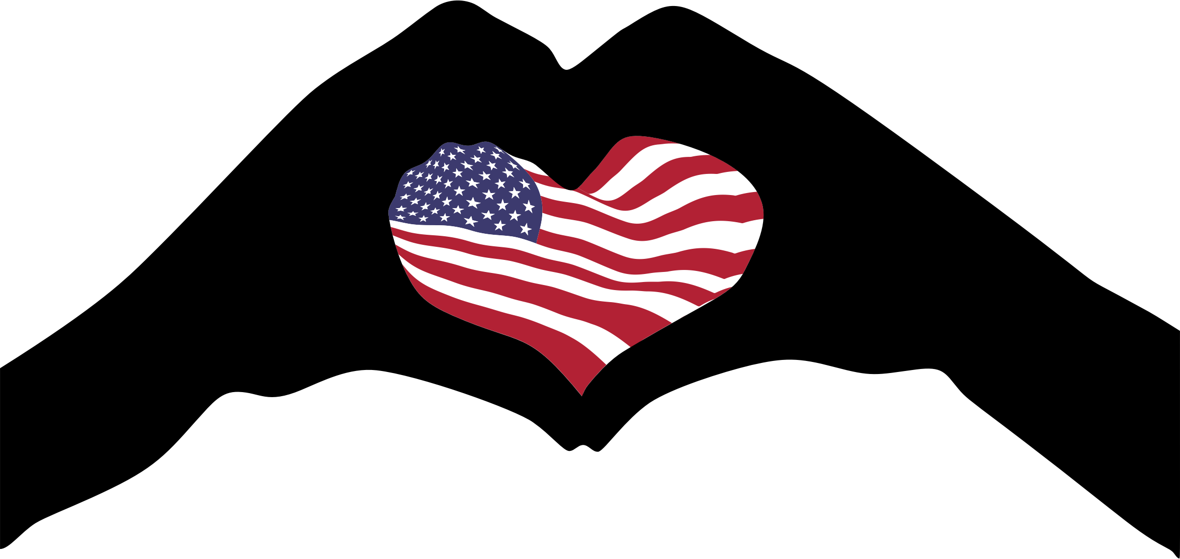 Clip Art Heart American Flag - Png Download (2346x1112), Png Download