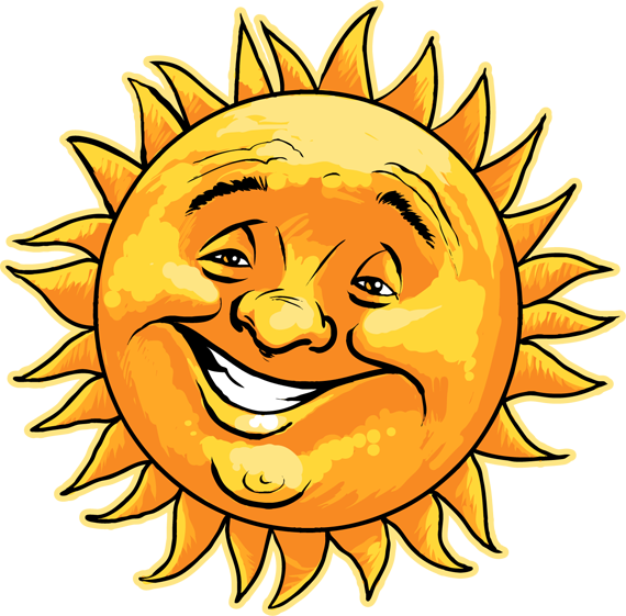 Clipart Of The Sun - Sun With A Creepy Face - Png Download (570x561), Png Download