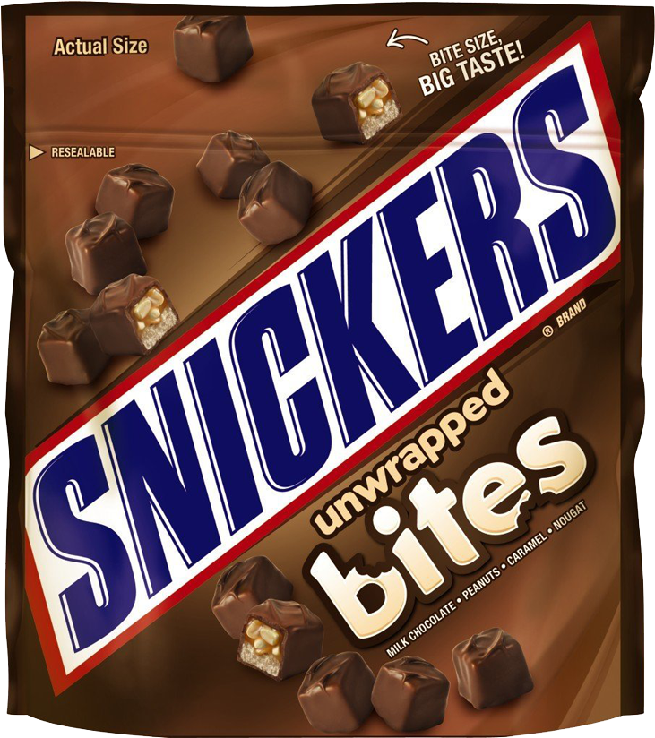 Snickers Bitesbroadcast / Olv - Snickers Clipart (833x833), Png Download
