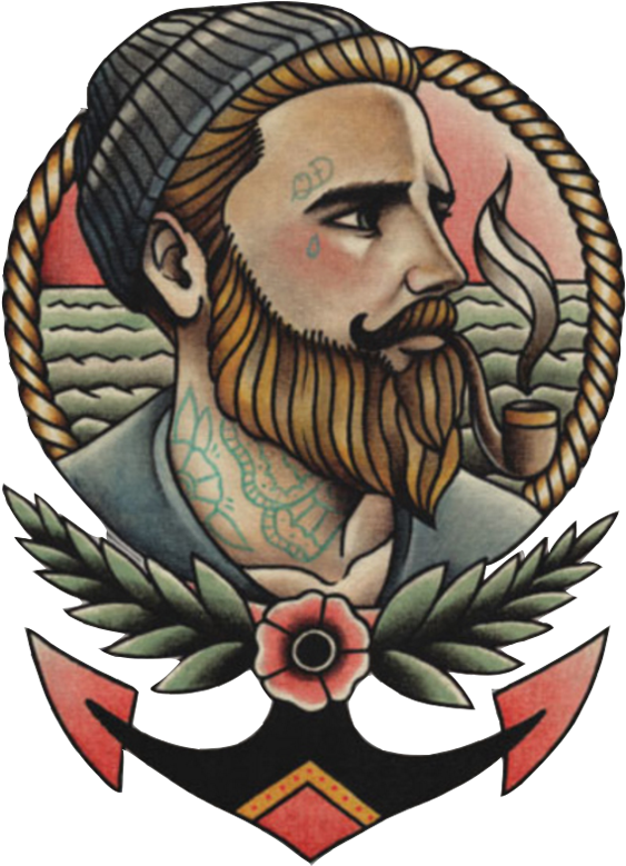 Tattoos School Old Tattoo Flash Parlor Clipart - Old School Tattoo Sailor - Png Download (568x786), Png Download