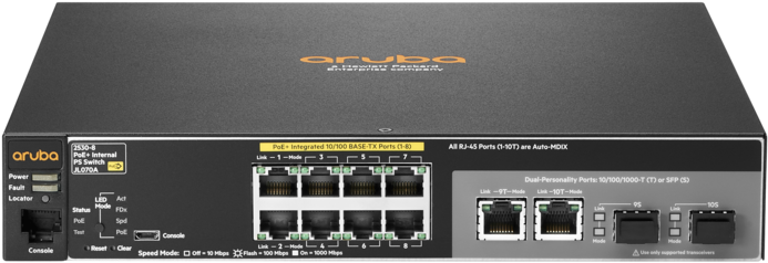 Aruba 2530 8 Poe Internal Ps Switch Center Facing - Aruba 2530 8g Poe+ Switch Clipart (800x600), Png Download