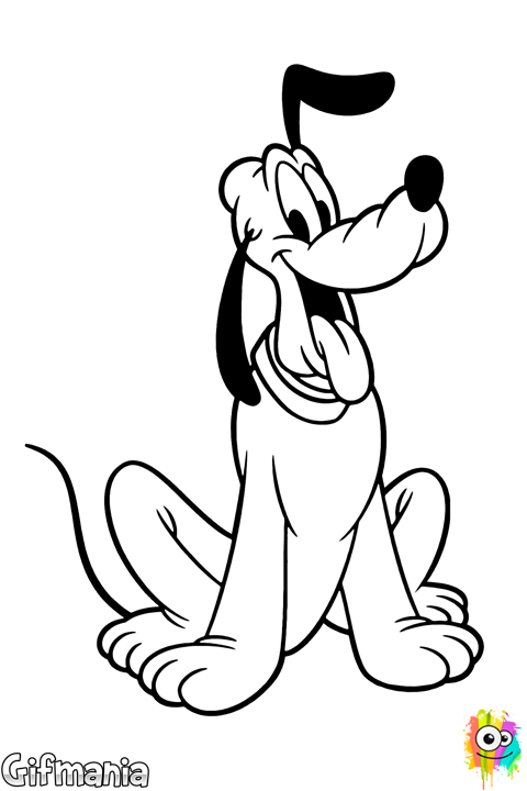 Drawn Disney Pluto Dog - Pluto Disney Black And White Clipart (480x720), Png Download