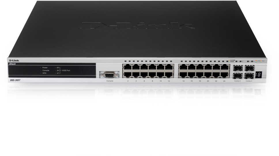 Dgs 3627g 24 Port Xstack L3 Sfp Stackable Managed Switch - D Link Clipart (1664x936), Png Download