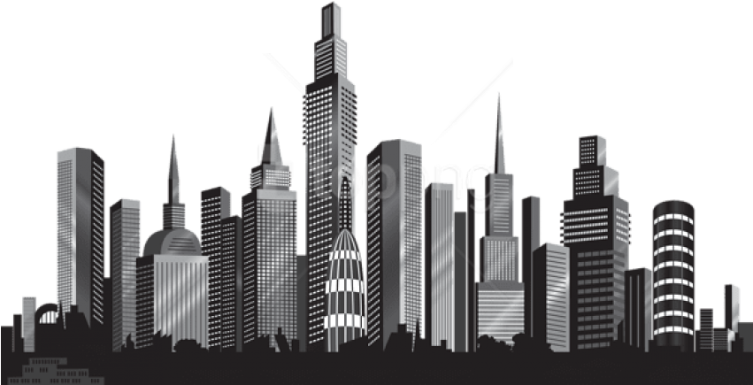 Free Png Cityscape Silhouette Png - Clipart Cityscape Transparent Png (850x441), Png Download