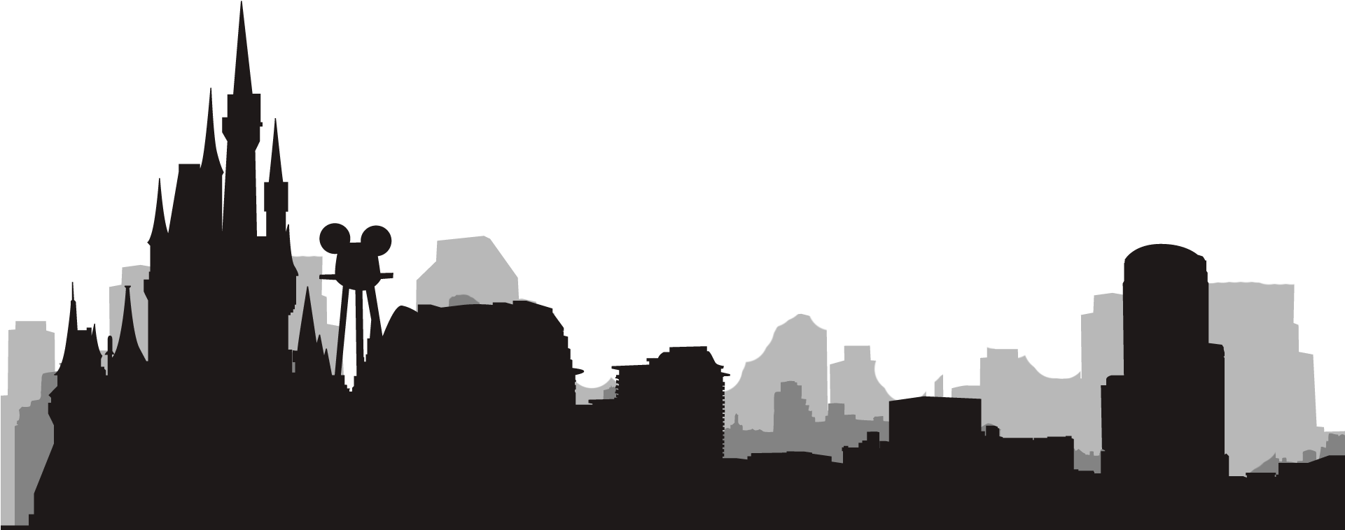 Next - Orlando Theme Park Silhouette Clipart (1920x794), Png Download