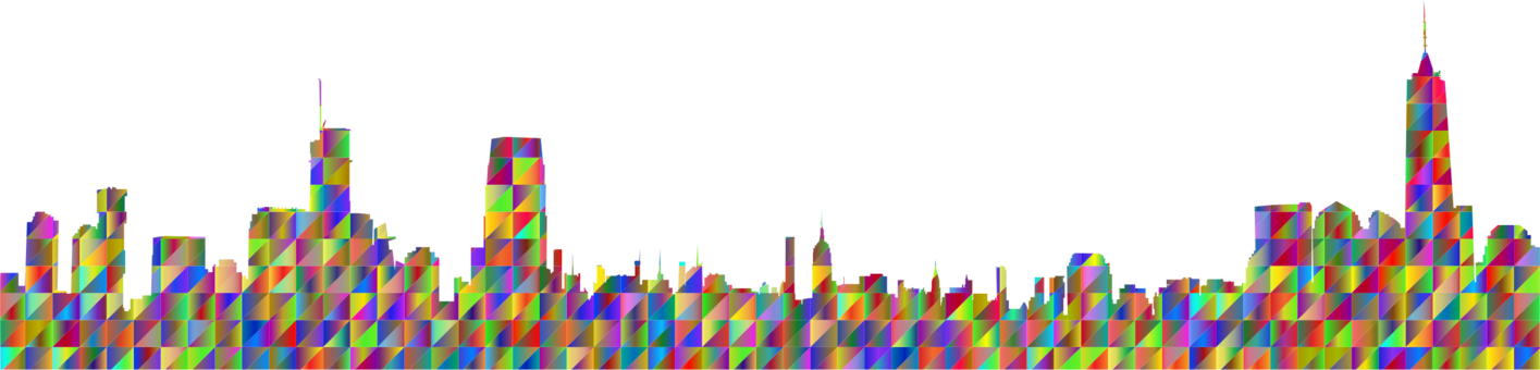 Manhattan Skyline Silhouette Panorama Triangle - Skyline Clipart (1415x340), Png Download