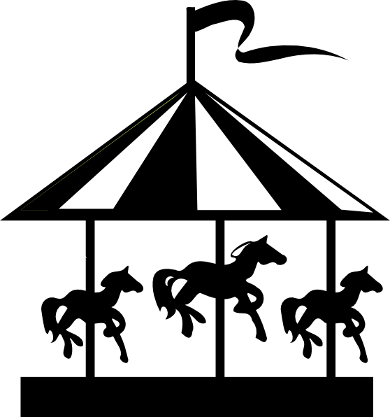 Horse Silhouette, Pattern Pictures, Carousel Horses, - Black And White Carousel Clipart - Png Download (558x596), Png Download