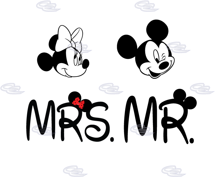 Mickey Mouse Wedding Ring Photo - Mr Et Mrs Mickey Clipart (812x697), Png Download