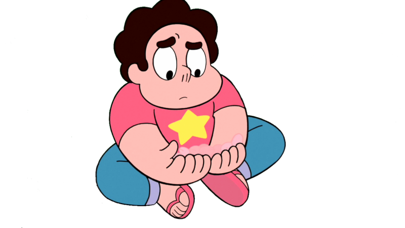 Steven Universe Looking His Hands - Steven Universe Steven Png Clipart (800x450), Png Download