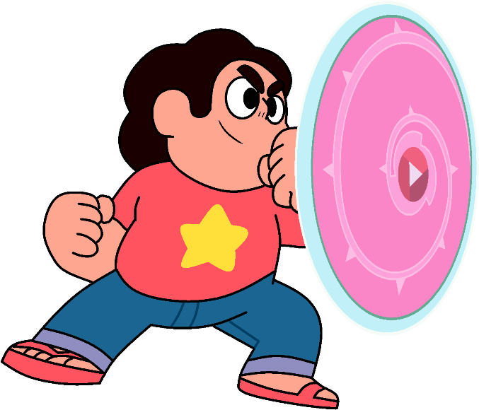 Steven Universe With His Weapon - Steven Universe With Shield Clipart (706x600), Png Download