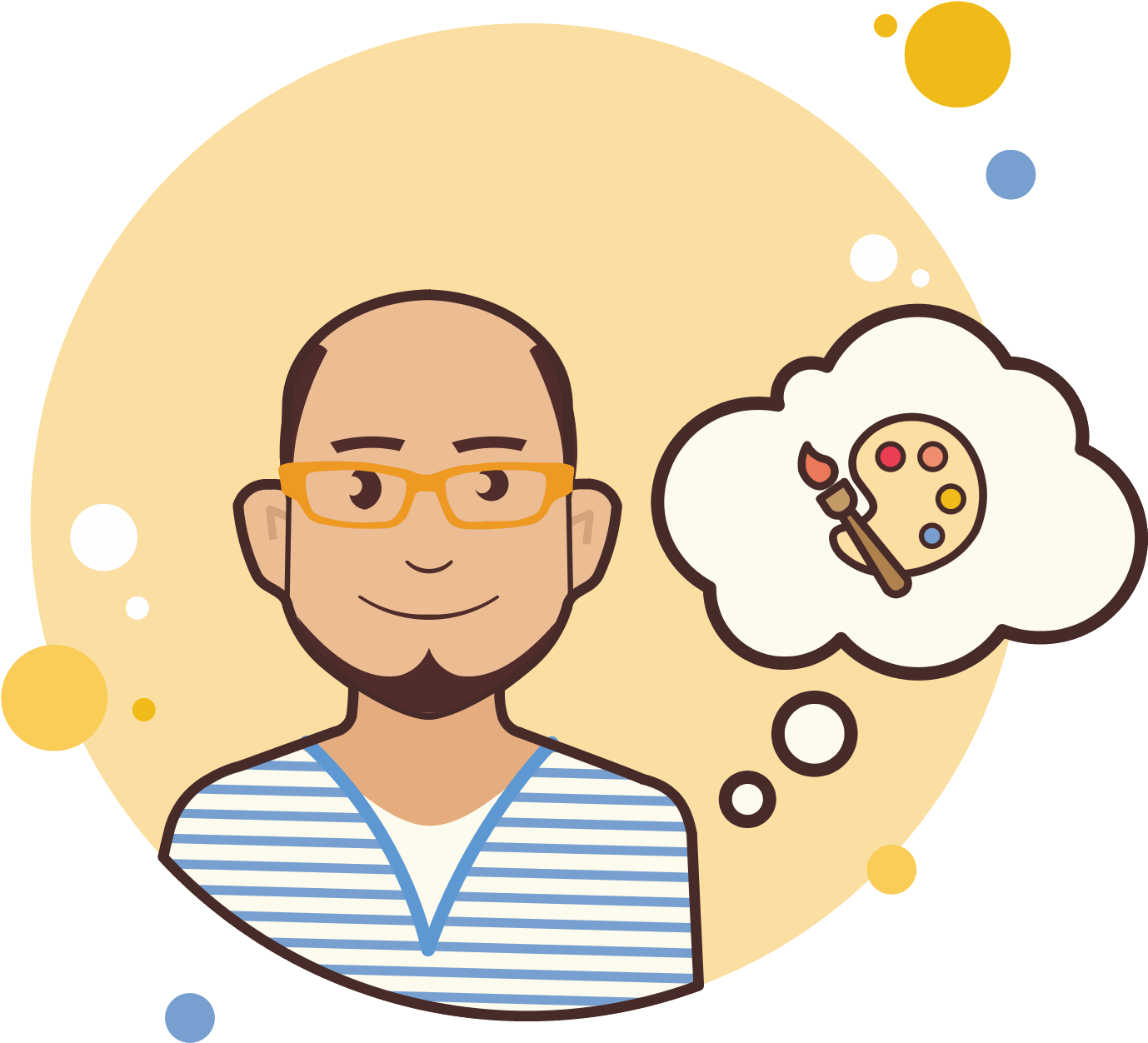 Bald Man With Art Palette Icon - Cartoon Clipart (1378x1252), Png Download