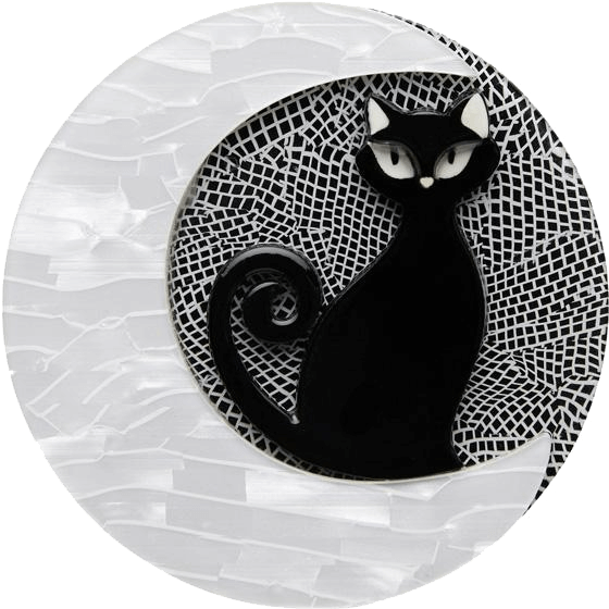 Cara The Halloween Kitty - Erstwilder Cat Moon Brooch Clipart (700x700), Png Download