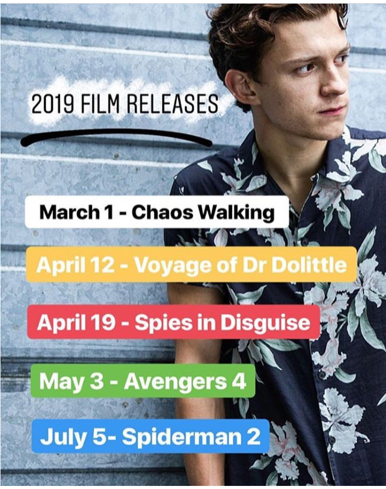 Upcoming 2019 Tom Holland Film Releases - Spies In Disguise April 19 2019 Clipart (750x1334), Png Download