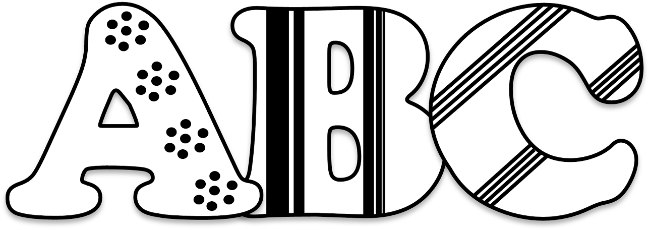 Abc Clipart Free Club Image - Abc Clipart Black And White - Png Download (1600x744), Png Download