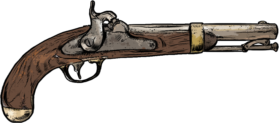 Westernhandguns 0009 Model1842 Clipart (908x400), Png Download