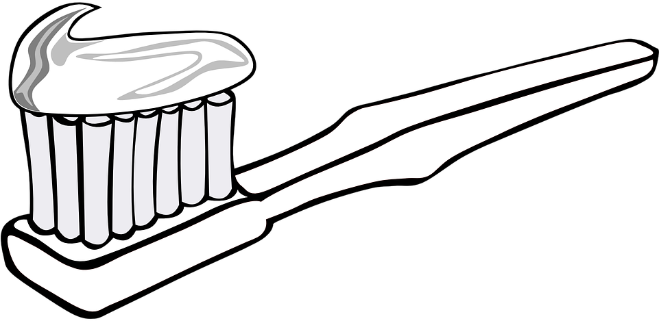 Brush Teeth Clipart Black And White - Tooth Brush Clip Art - Png Download (960x480), Png Download