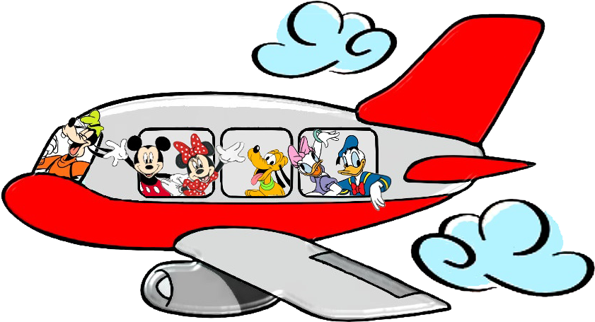 Mickey & Pals Clipart - Mickey Mouse On A Plane - Png Download (862x503), Png Download