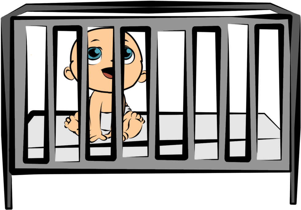 Baby Clipart Crib - Baby In Crib Clipart - Png Download (979x682), Png Download
