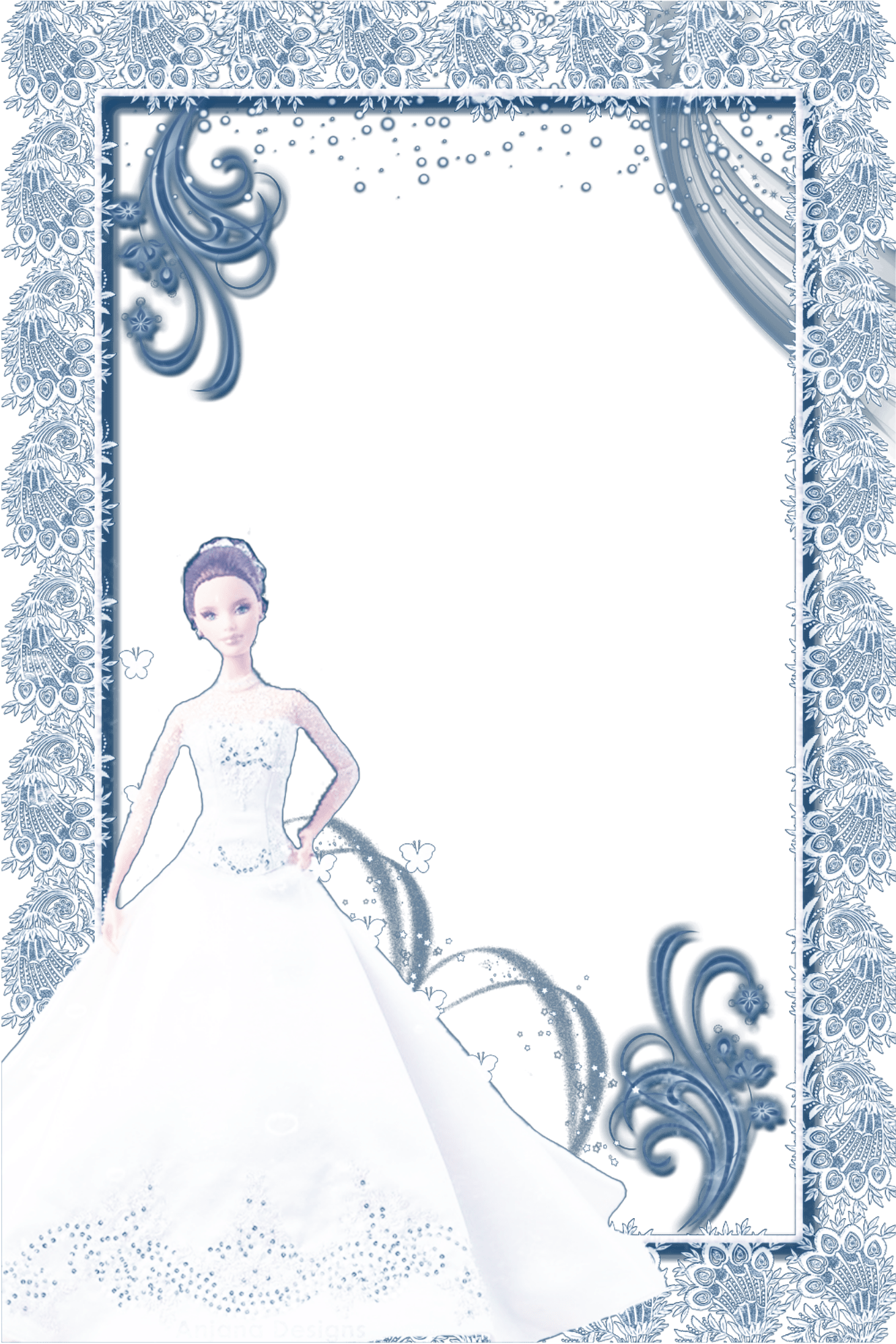 Mq Blue Barbie Frame Frames Border Borders Glitter - Illustration Clipart (2289x2289), Png Download