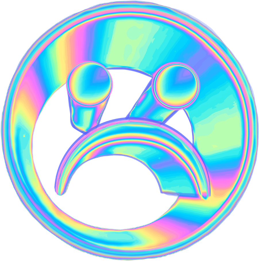 Holo Frown Emoji Face Smileyface Holographic 3d Vaporwa - Circle Clipart (902x909), Png Download