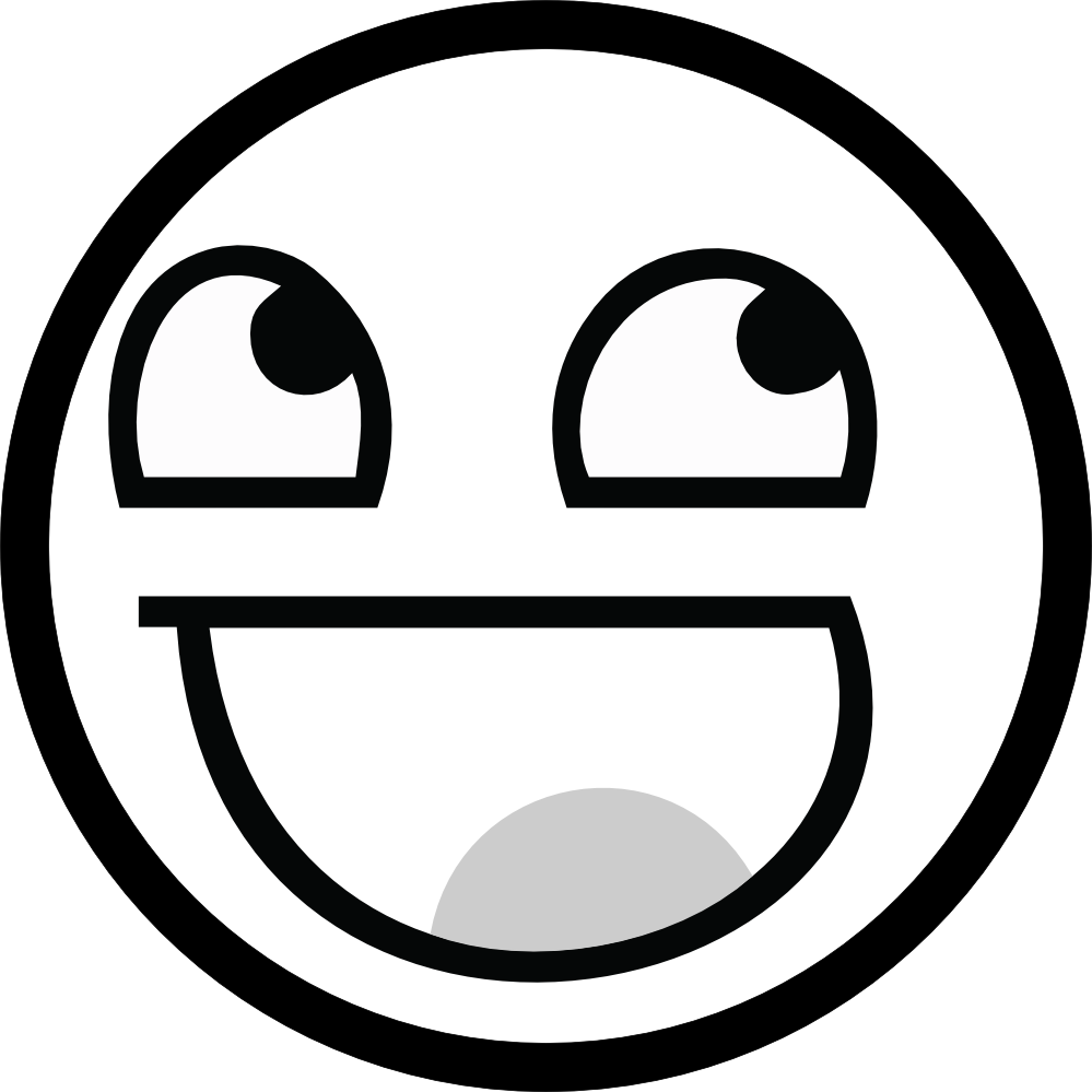 Awesome Awesomesmile Black White Line Art 999px 78 - Awesome Face White Clipart (999x999), Png Download