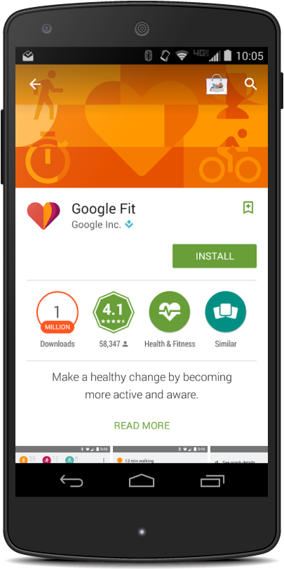 Google Fit Banner In Play Store - Search Page Results App Mobile Clipart (500x830), Png Download