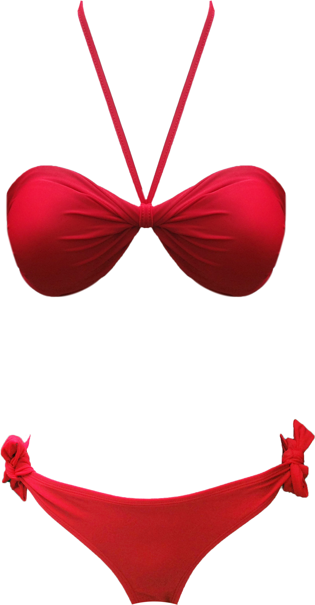Pepper Red Bandeau Twist Bikinis - Lingerie Top Clipart (2448x3264), Png Download