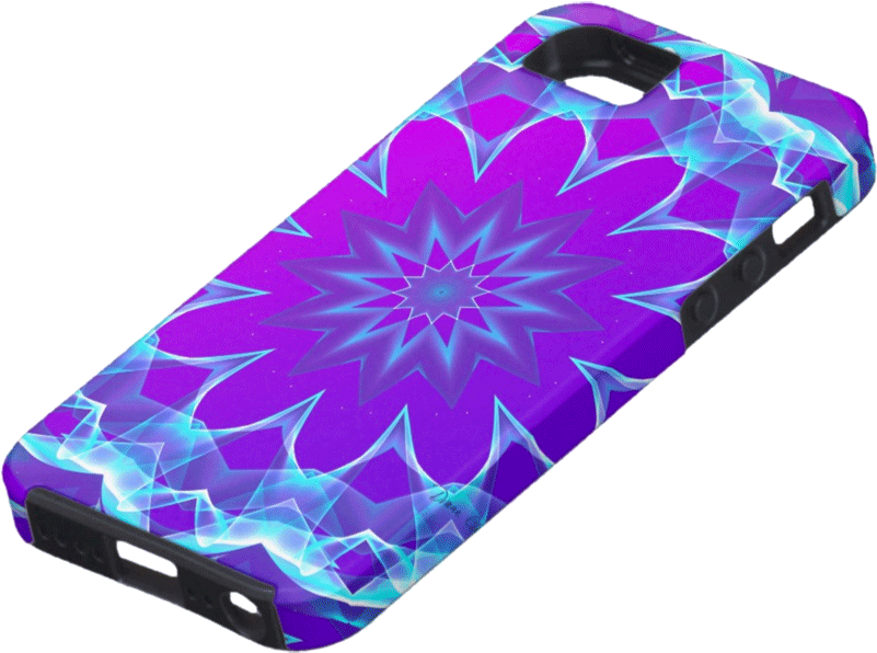 Psychedelic Stars, Abstract Violet Purple Glow Mandala - Mobile Phone Case Clipart (801x596), Png Download