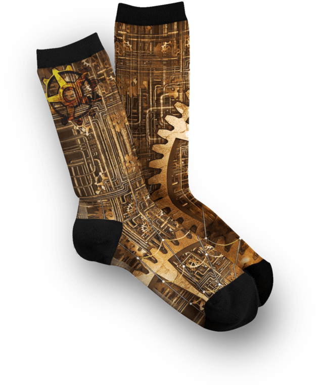 Steampunk Gears Socks - Sock Clipart (631x774), Png Download
