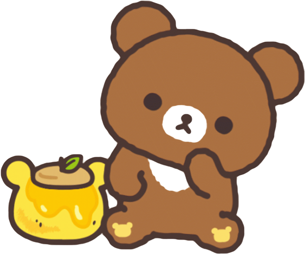 Honey Kawaii Cute Bear Brown Sweet Freetoedit Clipart (974x814), Png Download