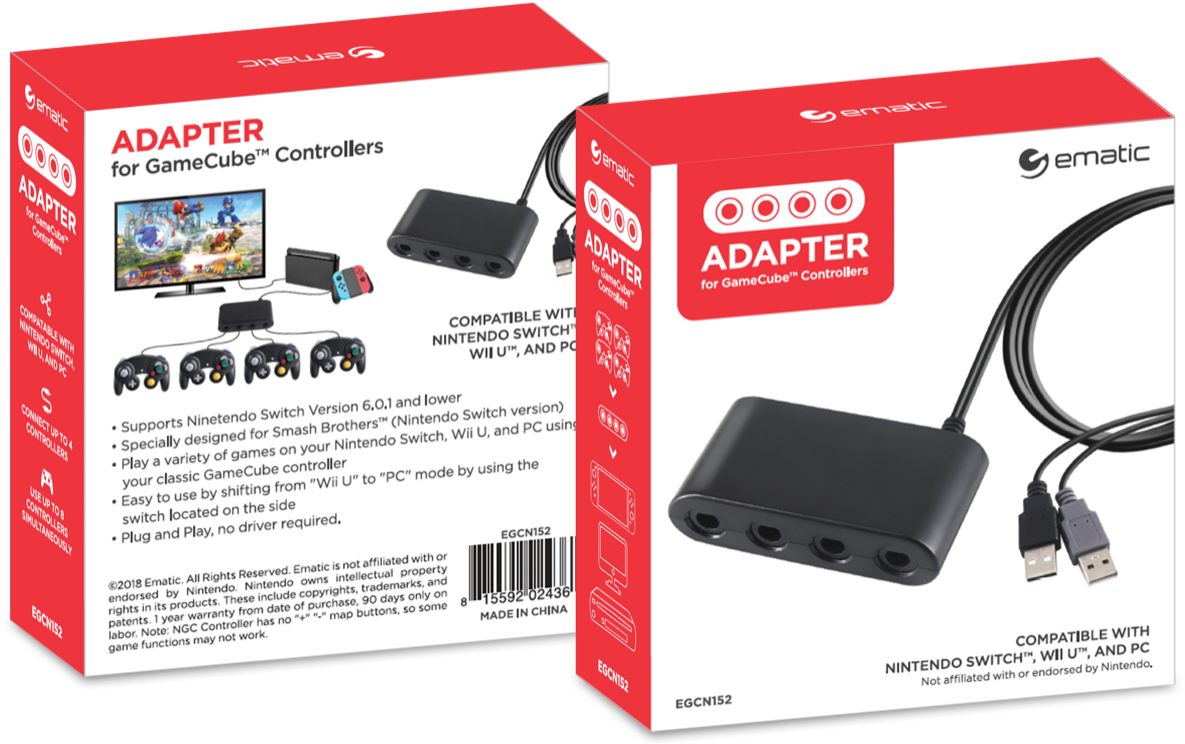 Ematic Nintendo Switch, Game Cube Controller Adapter, - Electronics Clipart (1280x775), Png Download