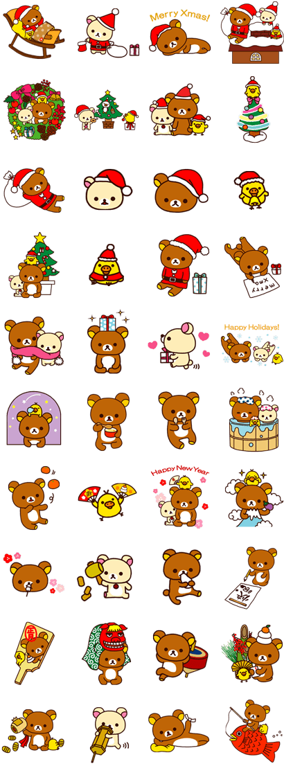 Rilakkuma Xmas & Holiday Line Sticker - Anime Printable Stickers Clipart (420x1121), Png Download